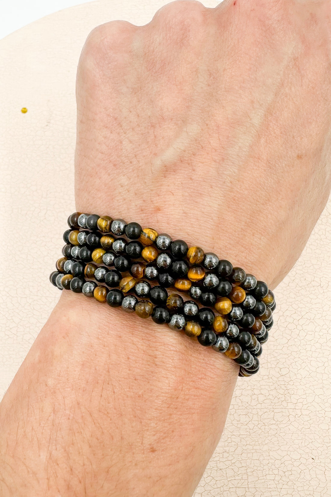 Pulsera I AM PROTECTED | 4mm | Obsidiana negra, Hematite y Ojo de tigre