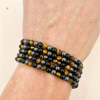 Pulsera I AM PROTECTED | 4mm | Obsidiana negra, Hematite y Ojo de tigre