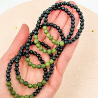 Pulsera Obsidiana negra & Jade Canadiense | Protección - Suerte