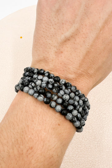 Pulsera Obsidiana nevada | 4mm | Autorrealización - Protección