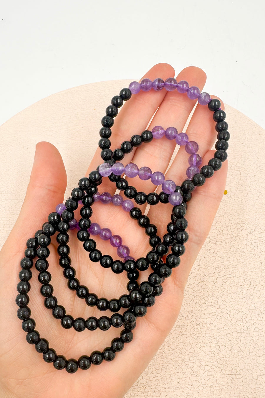 Pulsera Obsidiana negra & Amatista | Calma - Protección