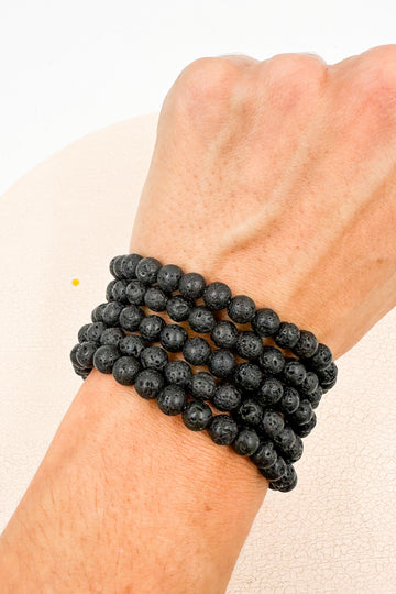 Pulsera Lava negra | 6mm | Alegría - Cambios