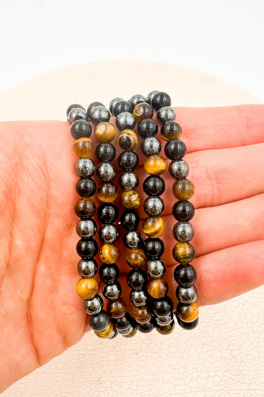 Pulsera I AM PROTECTED | 6mm | Obsidiana negra, Hematite y Ojo de tigre