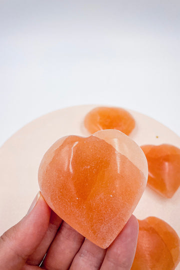 Orange Selenite Hearts | Spirituality - Cleanliness