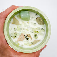 ABUNDANCE CANDLE | Green Jade and Prehnite Chips